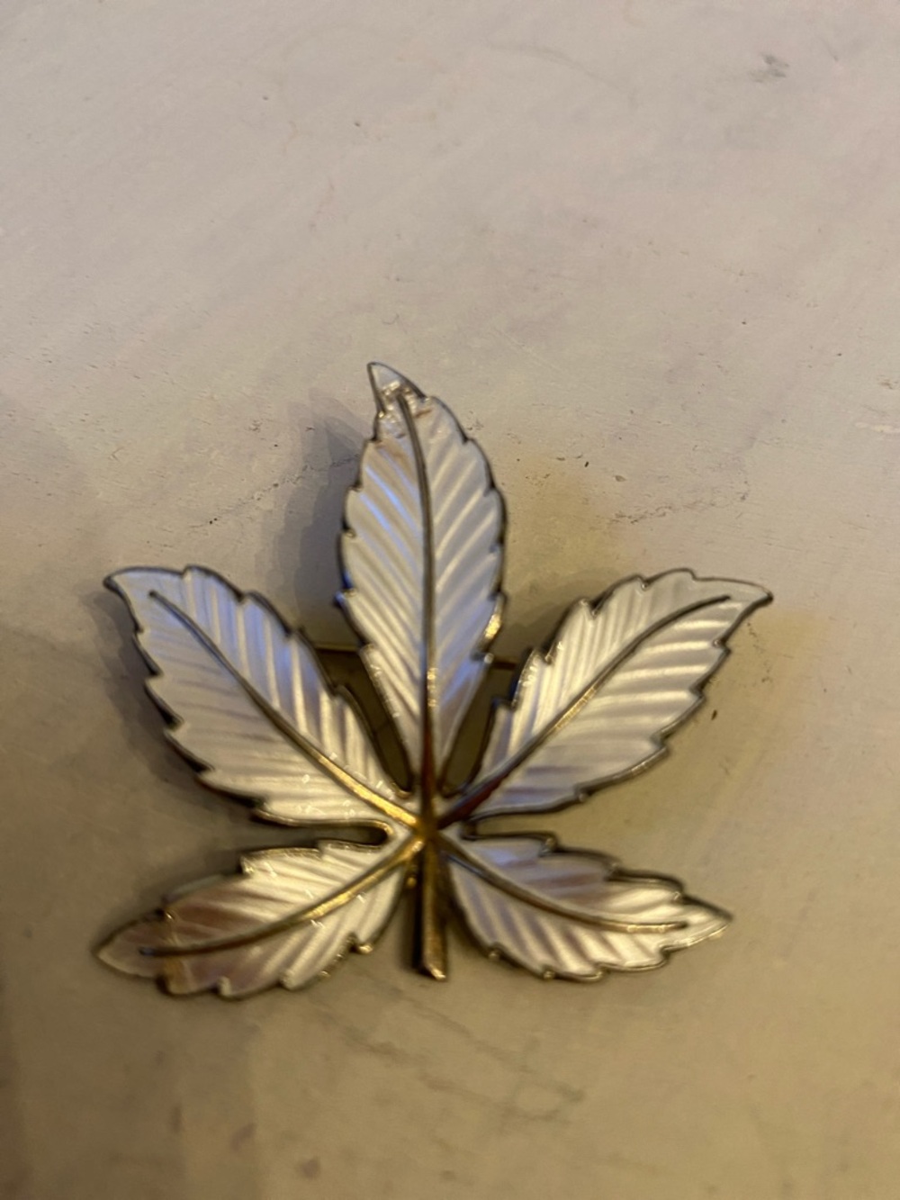 Sterling Silver Norway Guilloche Enamel Maple Leaf Brooch - signed